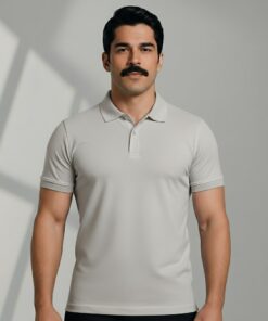 Arven Work Wear Polo Yaka Penye T-shirt Açık Gri