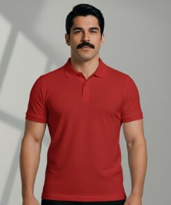 Arven Work Wear Polo Yaka Penye T-shirt Kırmızı